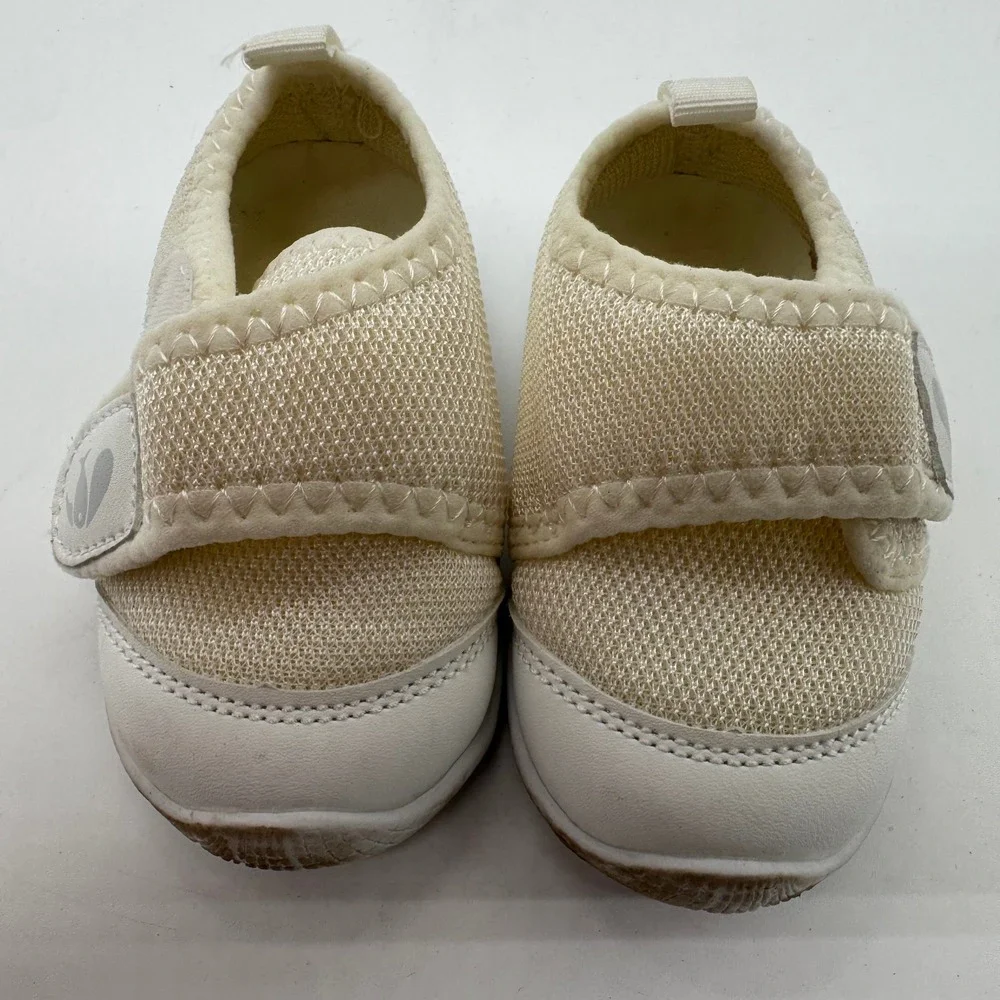 Infant Mesh Walking Shoes Cream Hook and Loop First Steps Sneakers Size 120